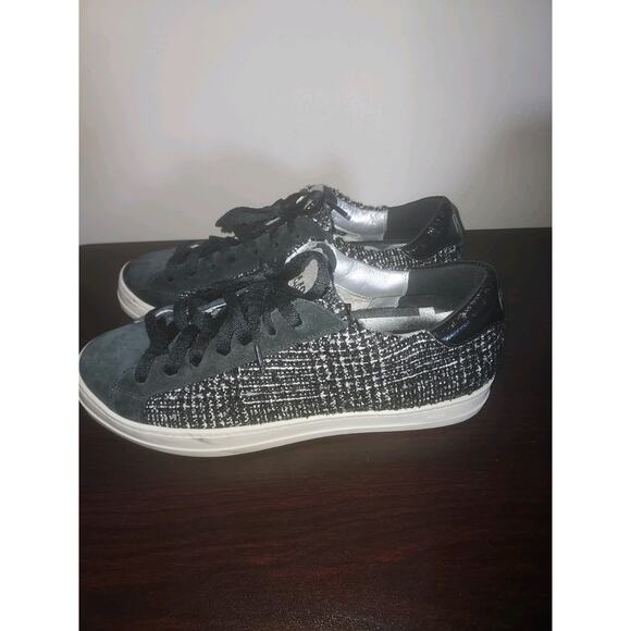 P448 Women's Sneakers EU 39 / US 8 Low Top Tweed Glitter John Shaka Black - Picture 2 of 16